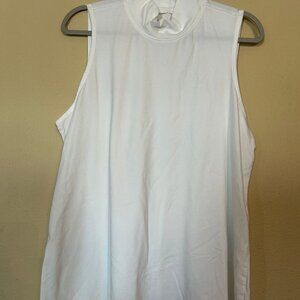 Women's Cap Sleeve Drapey Rib Fitted Funnel Neck Tank